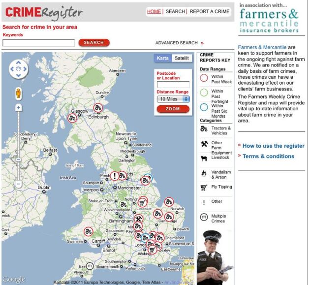 brottsregister karta Brittiskt samarbete mot tjuvar | Land Lantbruk