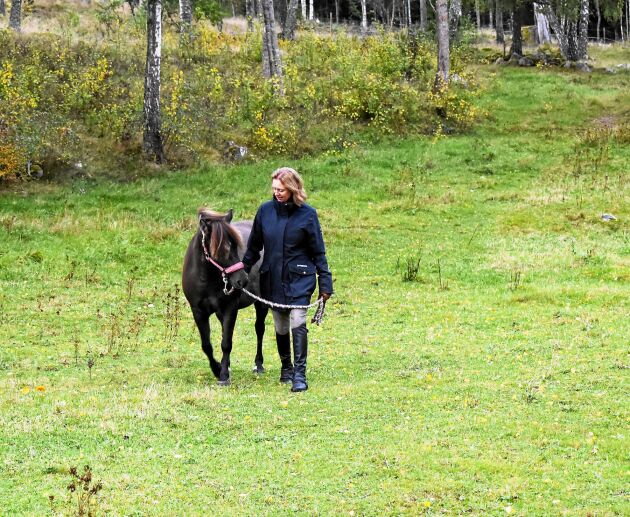  Att vara med hästar ger inte bara ridning och glädje, det ger trygghet och styrka också. Här går Karin med hästen Thindra.