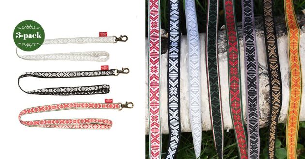  Nyckelbanden i 3-pack med klassiska färger: röd, svart och grå blir en liten uppskattad julklapp.
